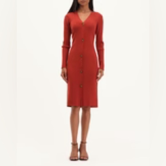 Magaschoni Long  Sleeve Button Front Midi Dress - Picture 2 of 4
